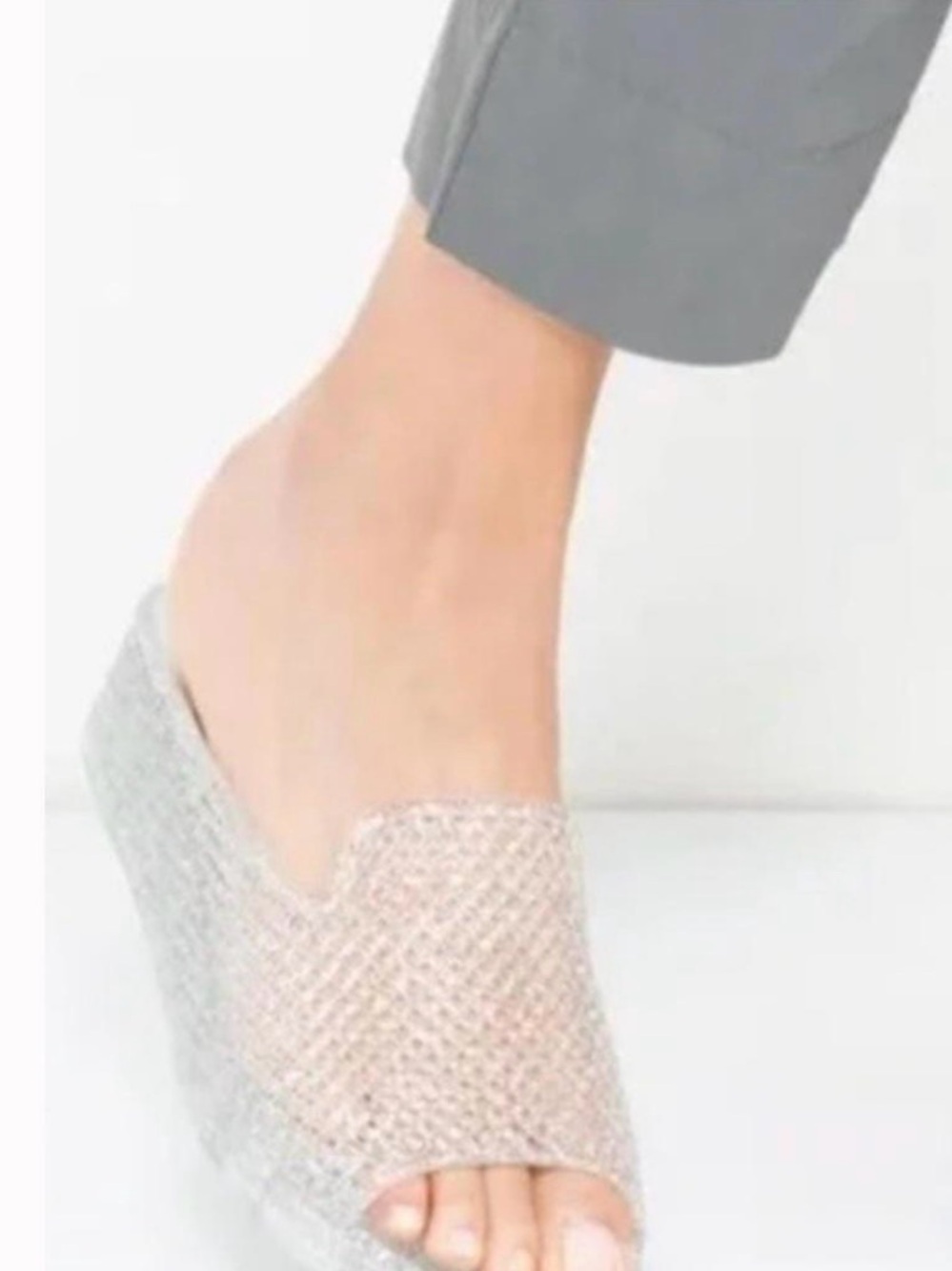 Jeffrey Campbell Clear Jelly Slide Sandals - Silver